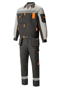 Костюм Профессионал-1 графит/св.серый со световозвращающими полосами