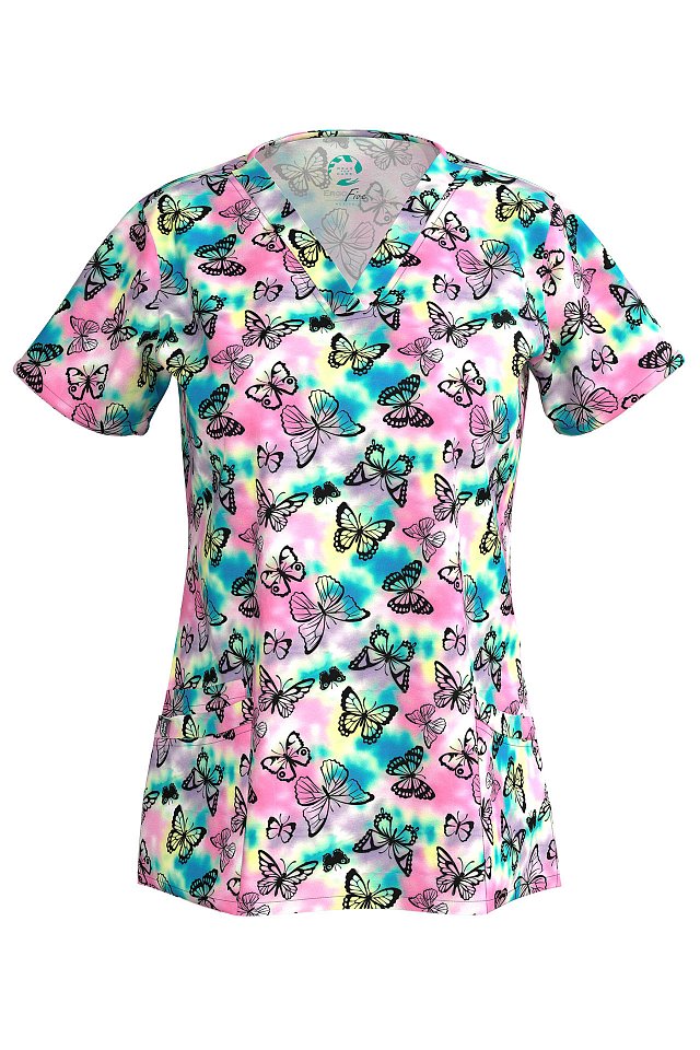 Блуза Эргофайв Актив (ERGOFIVE Active) EAJW02 женская принт яркие бабочки - butterflies_print_0_1280x1920