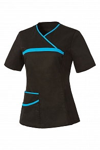 Блуза LINDRED (ЛИНДРЕД) ОРИОН короткий рукав женская черная бирюза