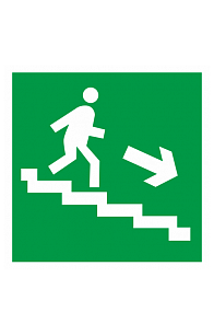 Знак "Направление к эвакуационному выходу по лестнице вниз" ( E 13 )
