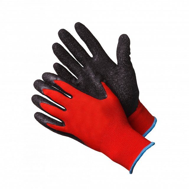 Перчатки нейлоновые с латексным покрытием (упаковка 12 пар) красные
