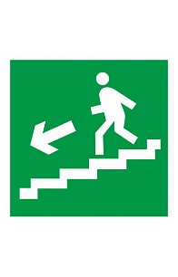 Знак "Направление к эвакуационному выходу по лестнице вниз" ( E 14 )